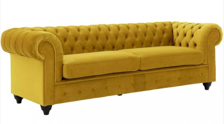 Canapé jaune avec Boutons Chesterfield Sofa Rembourrage Siège Canapés Canapés de luxe neufs