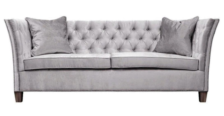 Canapé Chesterfield Beige Trois Places Mobilier Rembourré Hôtel Pratique Salon