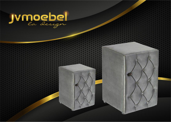 Conception moderne 2x Tables de chevet Chesterfield Chambre à coucher textile Nouvelles tables de chevet