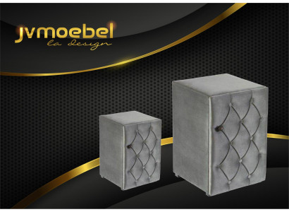Conception moderne 2x Tables de chevet Chesterfield Chambre à coucher textile Nouvelles tables de chevet