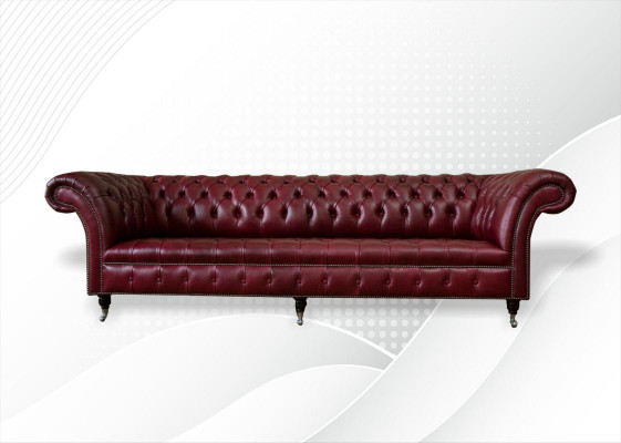 Canapé Chesterfield rouge grand 265 cm XXL canapé rembourré 4 places cuir tissu neuf