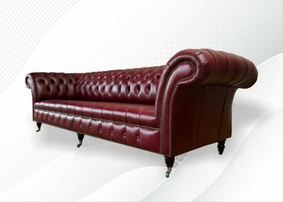 Canapé Chesterfield rouge grand 265 cm XXL canapé rembourré 4 places cuir tissu neuf