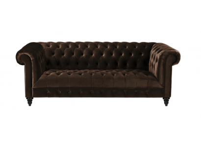 Canapé en velours marron Luxe Tapisserie Chesterfield Sofa avec boutons Trois places