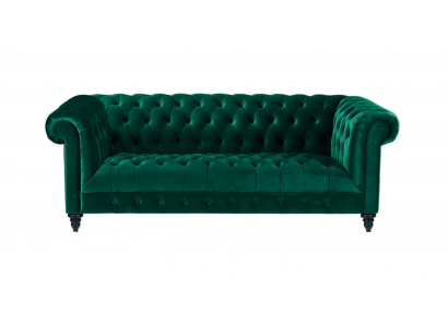 Chesterfield canapé turquoises de luxe avec boutons Trois places en velours.
