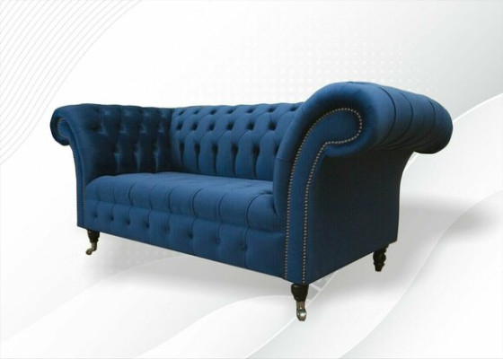 Conception canapé chesterfield en tissu bleu 2 places canapé ensemble sofas bleus e