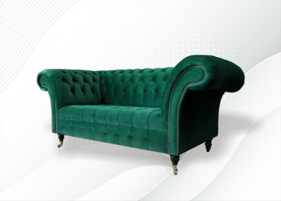 Canapé Chesterfield vert 2 places Tissus d'ameublement Canapés Canapés Design Canapé Club Textile