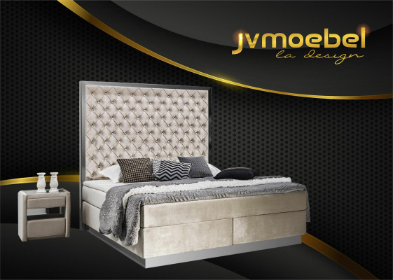 Lit Boxspring 2x Table de chevet 3 pces Ensemble de chambre à coucher Meubles Lits de luxe neufs