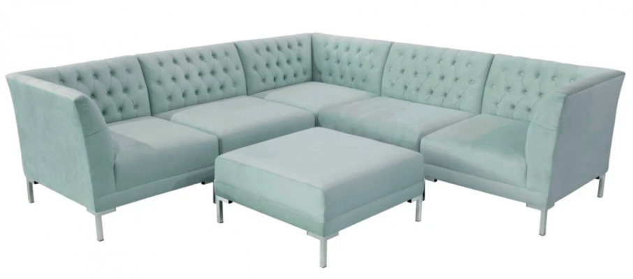 Turkis Bleu e Canapé d'angle Salon Mobilier de style Chesterfield Country House Suite 2pcs.