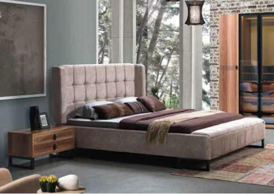 Ensemble de chambre à coucher 5 pièces. Lit de luxe 2x Table de chevet Commode Armoire Bois neuf