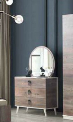 Chambre complète Lit Tabouret Coiffeuse Armoire Table de chevet 5 pièces.