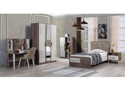 Ensemble de chambre d'enfants Armoire Chambre à coucher Lit Table de chevet Table 5 pièces.