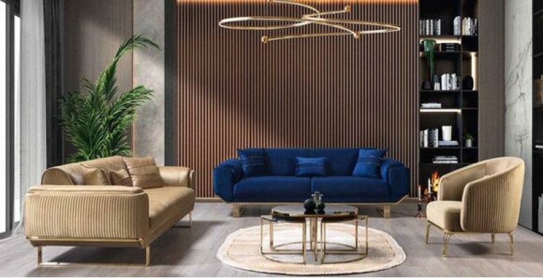 Canapé 3 places de luxe moderne en tissu de 234 cm