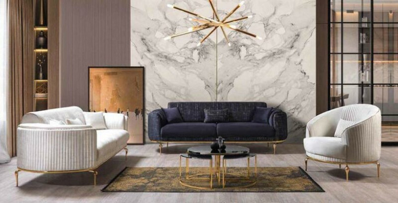 Canapé de luxe trois places moderne en tissu textile 234 cm xxl