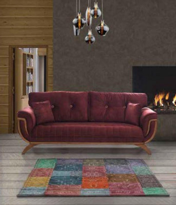Canapé moderne trois places de luxe, canapés rouges en tissu textile