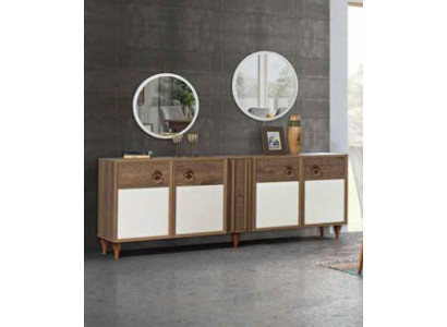 Commode Tiroirs Bois Buffet Miroir Massif Salon Commodes