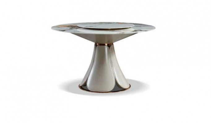 Table à dîner 6x chaises Salle à manger Table en cuir Chaise Ronde Design Moderne Meubles