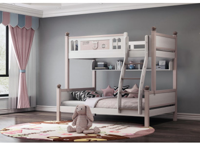 Lit superposé double Lit superposé de haute brillance naturelle Lit mezzanine Lit pour enfants Lits au sol Lit