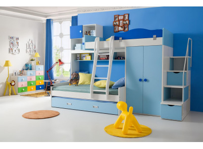 Lits Lit mezzanine Bois massif Chambre d'enfants et de jeunes Lit double superposé Lit superposé