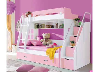 Lit de jeunesse Lits roses Lit pour enfants Lit superposé double Lit superposé Bois Mobilier en bois Nouveau