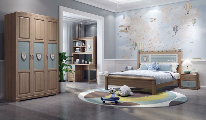 Chambre d'enfants Ensemble Chambre d'enfants Lit Commode Armoire 5 pièces Chambre neuve