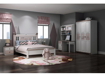 Chambre d'enfant complète pour adolescents Ensemble Lit Armoire Commode Blanc 5pcs neuf