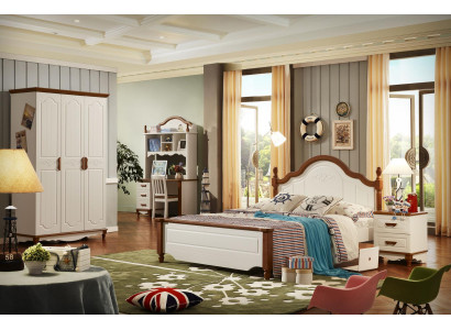 Ensemble complet Lit Table de chevet Armoire Mobilier de chambre Designer neuf 5 pièces