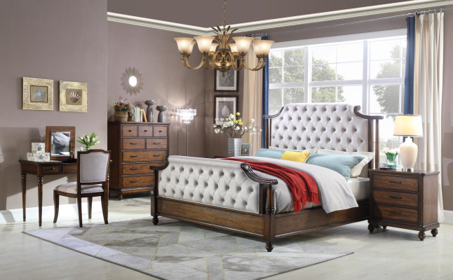 Conception de literie de luxe pour lit double en cuir Chesterfield pour hôtel.