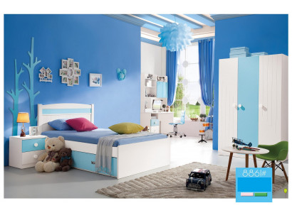 Ensemble complet pour enfants de chambre de jeunes Lit Commode Armoire Table Bureau 4 pièces. Meubles