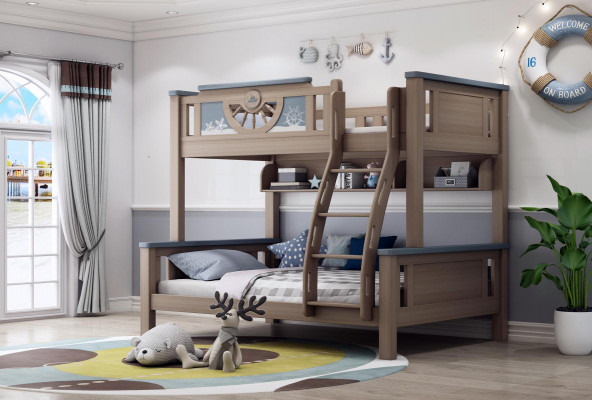 Lit superposé double Chambre d'enfants Mobilier pour jeunes en bois Lit superposé double