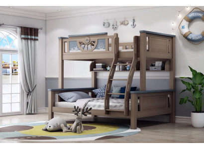 Lit superposé double Chambre d'enfants Mobilier pour jeunes en bois Lit superposé double