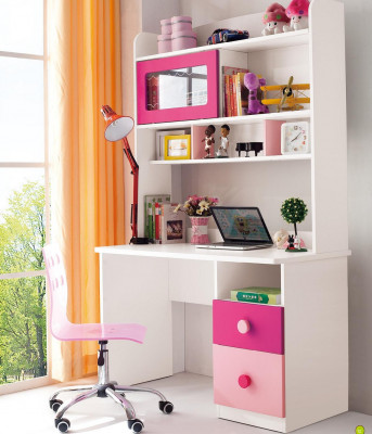Mettez la table, le lit, l'armoire et la commode 4pcs - Chambre de jeune complète - Chambre d'enfant