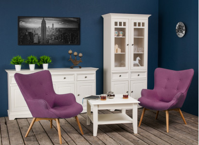 Ensemble de meubles de design classique 2 pièces style maison de campagne Vitrine Commode Meubles Bois