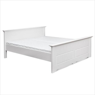 Lits de fermier en bois massif Lits 180x200c Lit en bois Mobilier de chambre Blanc Maison de campagne