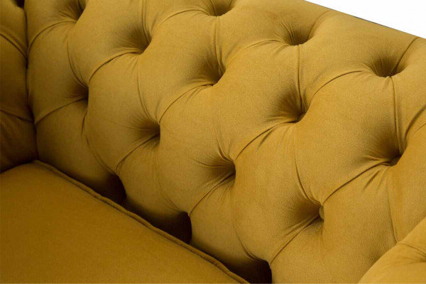 Fauteuil Design Détente Tissu Salon Luxe Jaune Rembourrage Chesterfield