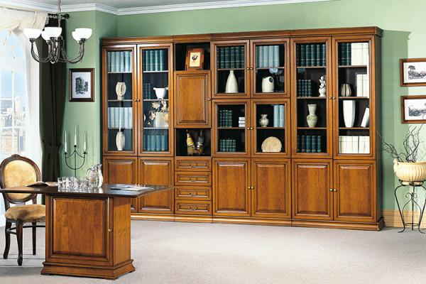 Classique Armoire Bibliothèque Étagère Vitrine Vitrine en Verre