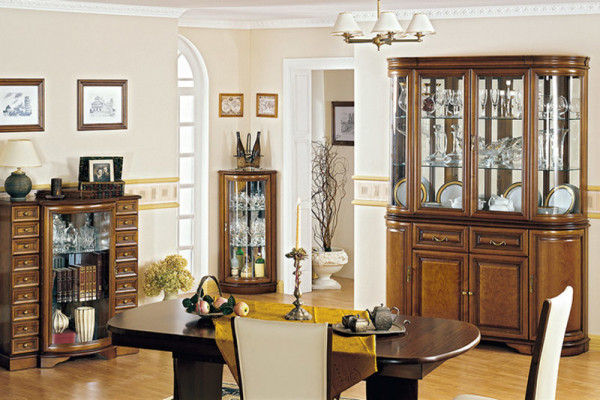 Vitrine en bois véritable, vitrine suspendue, vitrine murale, designer classique R, miroir - Z-W3