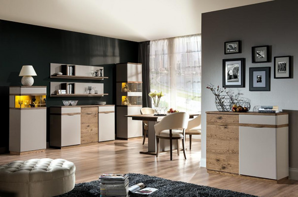 Vitrine Style moderne Collection de salon Vitrines Armoire Étagère Buffet Blanc