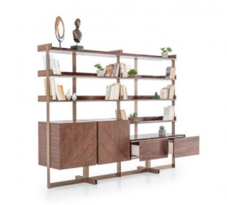 Vitrine moderne Mobilier de salon Étagère sur pied en bois massif Meubles Marron Étagères