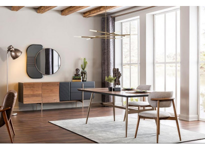 Designer Table à manger marron + 4x chaises à accoudoir Mobilier 5 pièces. ensemble