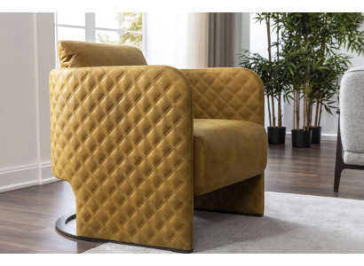Fauteuil à ailes Fauteuil cocktail Banquette en cuir synthétique moderne jaune Design