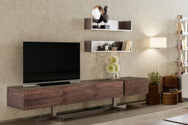 Armoire TV luxueuse de style moderne fabriquée en bois durable.