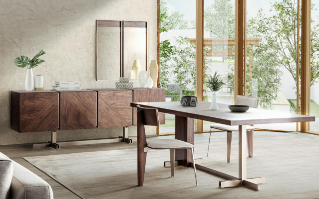 Table à manger marron Tables de designer Table + 4x chaise Fauteuils Mobilier 5 pièces. ensemble