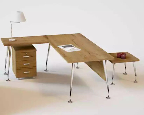 Ensemble de bureau en bois : - Bureau d'angle - Commode - 2x Armoire de classement - Table basse Ensemble de 4 pièces