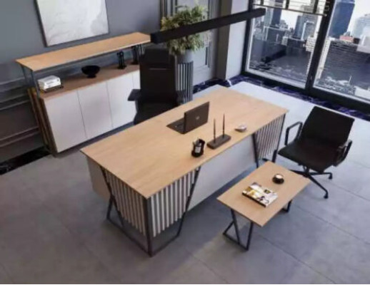 Mobilier de bureau gris clair Ensemble de meubles de bureau Table Bureau Armoire 3 pièces