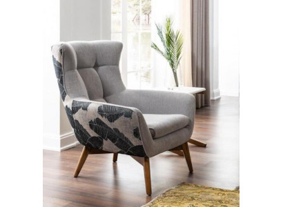 Fauteuil aile Fauteuil cocktail Banquette Design moderne Siège en tissu gris