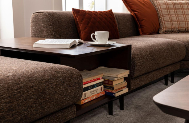 Canapé d'angle moderne en tissu de forme L avec acier inoxydable, nouveau mobilier de salon