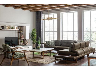 Élégant canapé d'angle en forme de L dans un style moderne et luxueux