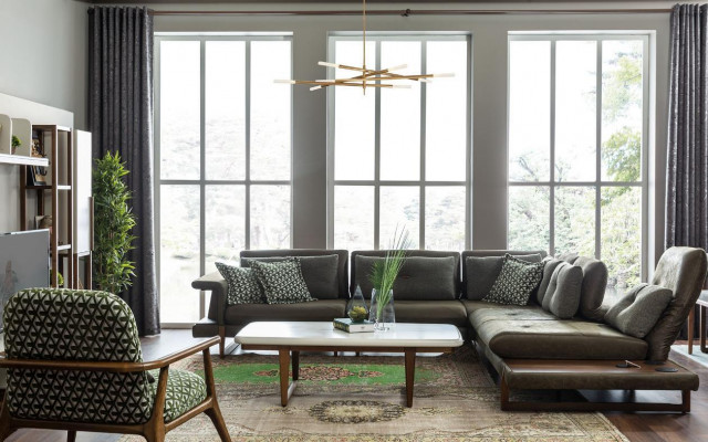 Élégant canapé d'angle en forme de L dans un style moderne et luxueux