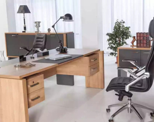Desk de luxe en bois de design de 206x102cm pour ameublement de bureau.