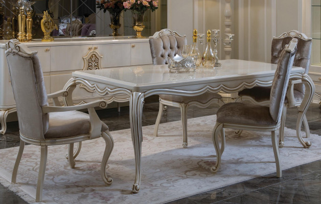 Classique S Table à manger 4x Chaises Groupe de salle à manger Tables de table Groupe de sièges 5 pièces